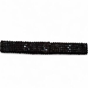 Vintage 70s/80s Black Disco Sequin Stretch Bling Belt, with Velcro Closure 🪩